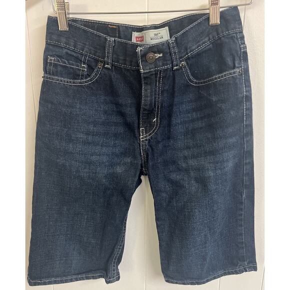 EUC Levis 505 Boys Youth Jean Shorts 14 Regular Dark Denim - Picture 1 of 5